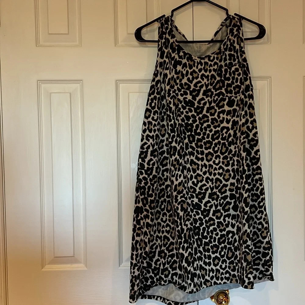 Tobi Women’s Cheetah Print Lace  Trim Sleeveless Mini Slip Dress Size L